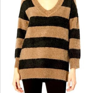 BB Dakota Fuzzy Games Striped Eyelash sweater size S